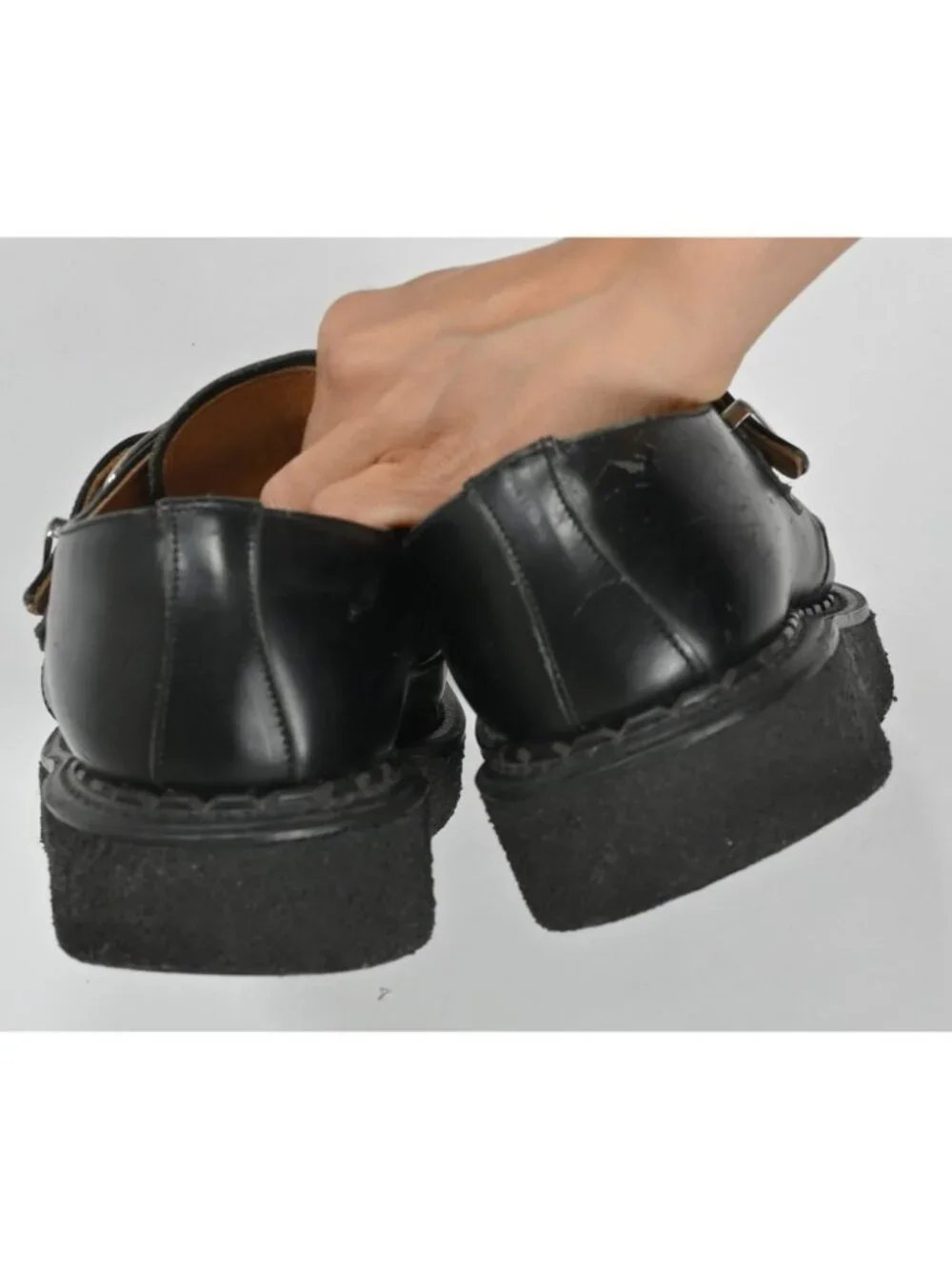 George Cox Black Diano Monkstrap Creeper Shoes 3976V in Black